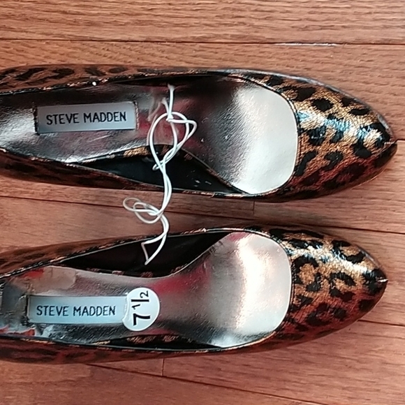 Steve Madden Patent Leather Animal Print Stiletto Platform Heel 👠 7.5 - Picture 9 of 9